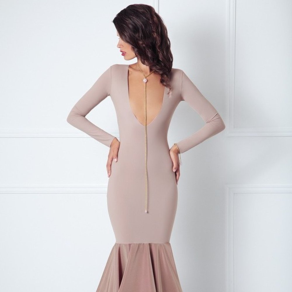 TAN PINK HOURGLASS GOWN